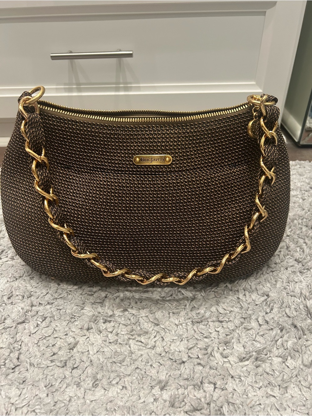 Eric Javits Tan Chain Shoulder Bag